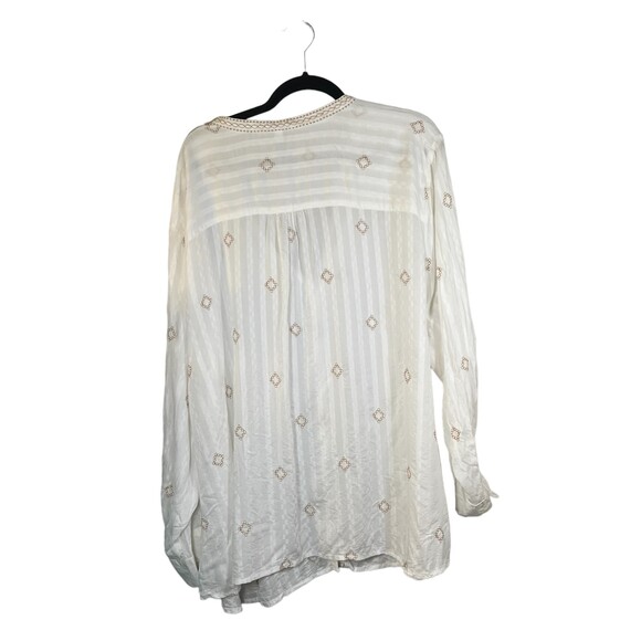 Catherines Cream Beige Embroidered Flowy Boho Peasant Style Blouse Size 4X - Picture 2 of 5